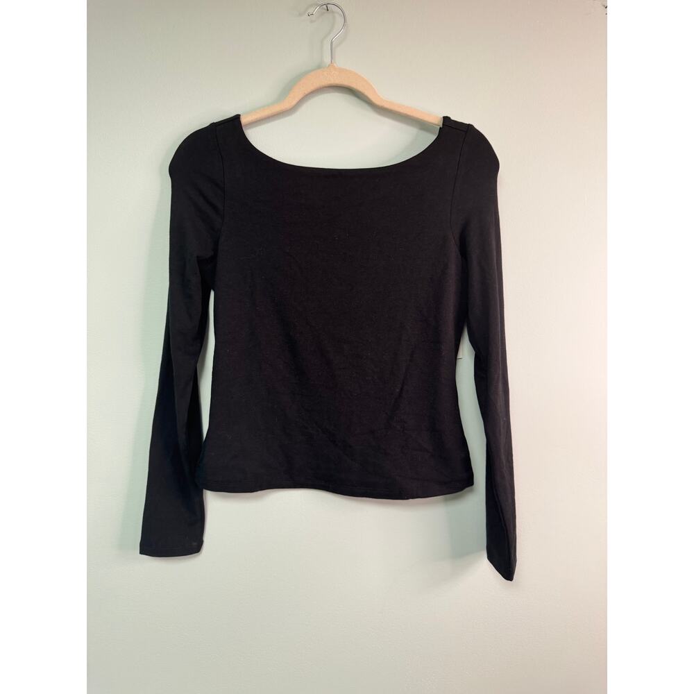 NWT! Banana Republic Long Sleeve Open Back Top - Black - Size Small